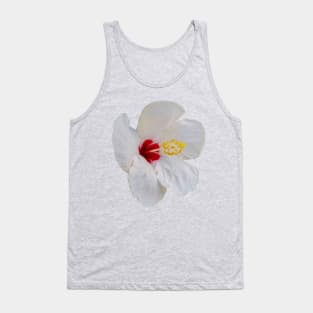 White Hibiscus Floral Photo Tank Top